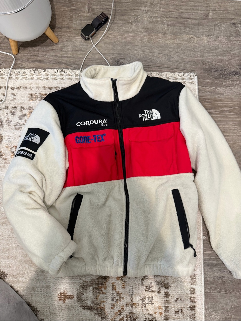The North Face Supreme fleece Jacket - White, Black & Red